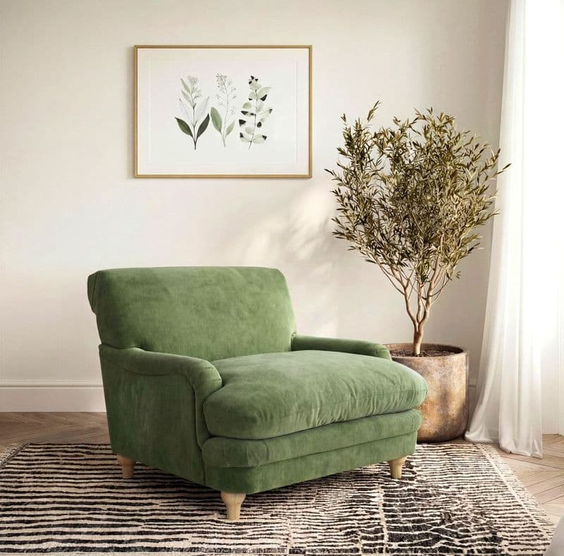Luxurious Plumpton Armchair in Vine Green