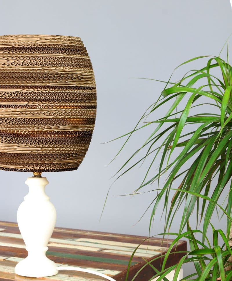 Marble lamp with Recycled Cardboard Lampshade