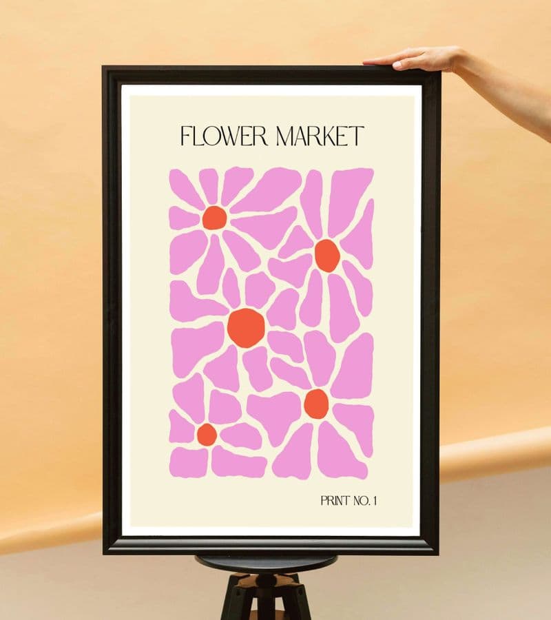Modern Boho Pink Flower Art Print