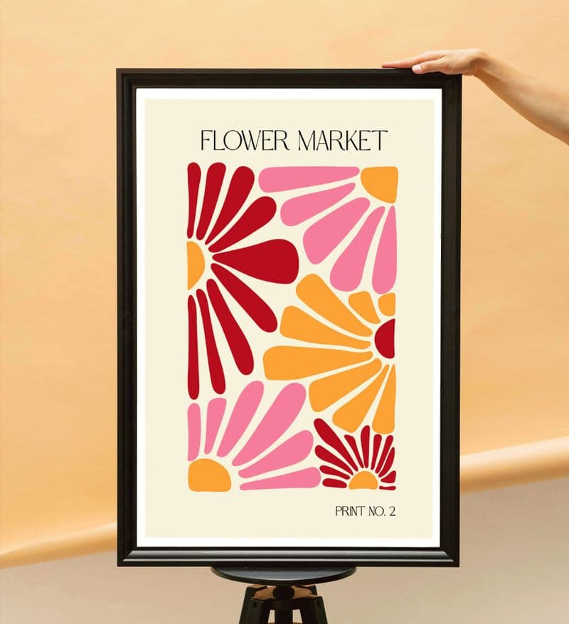 Modern Boho Pink & Orange Flower Art Print