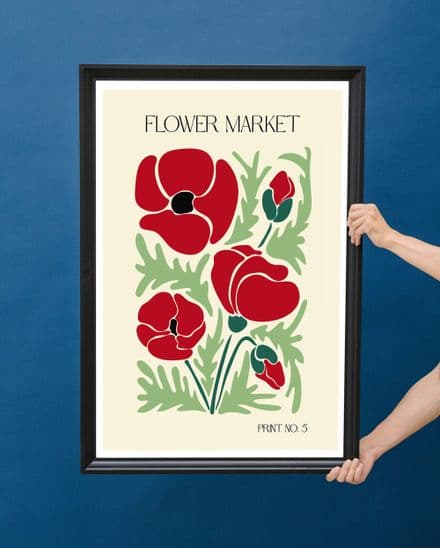 Modern Boho Red Flower Art Print