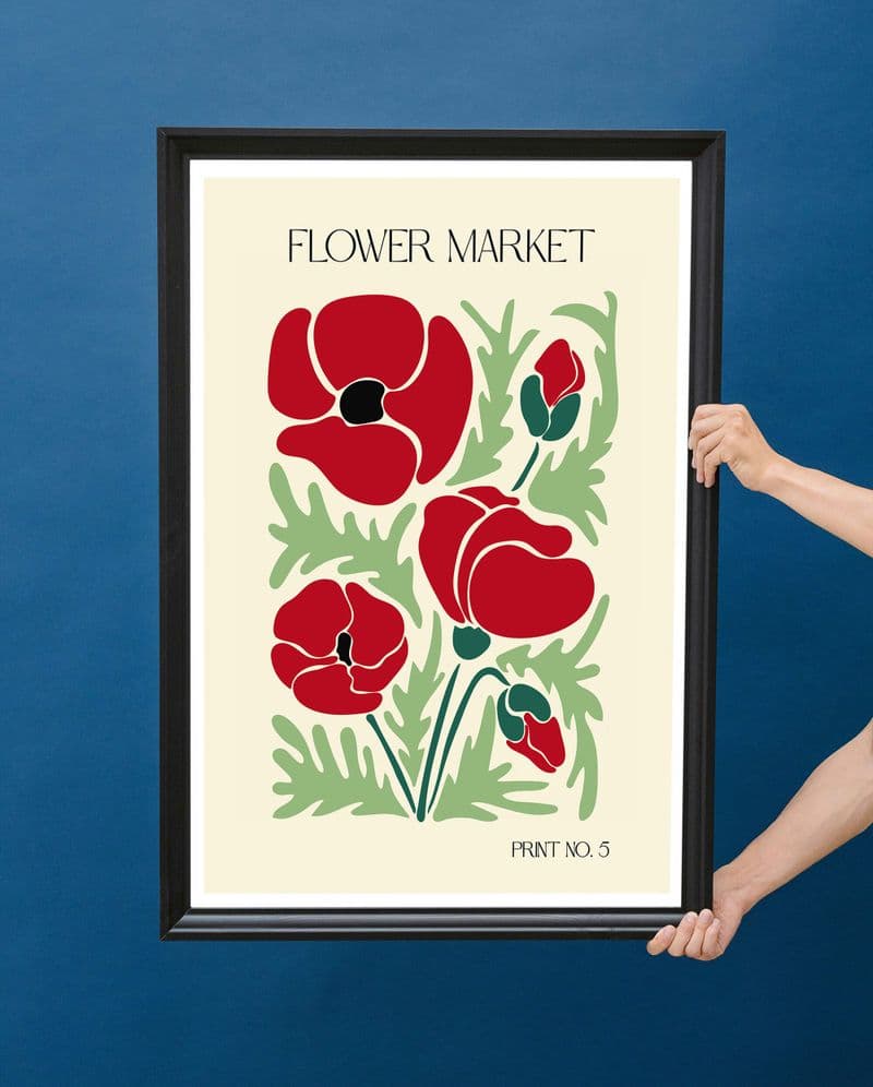 Modern Boho Red Flower Art Print
