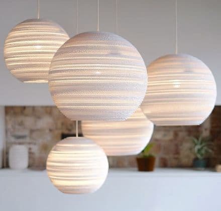 Moon Pendant Light made from recycled cardboard