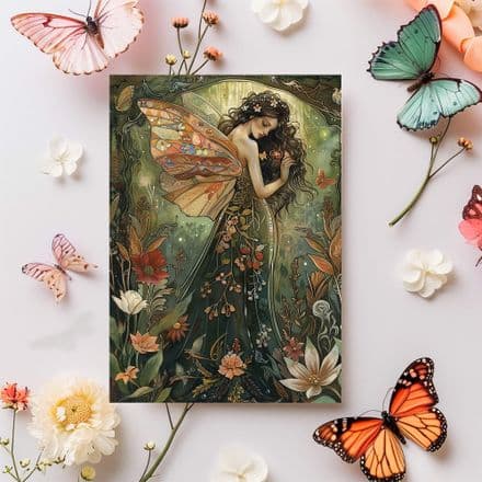 Mystical Fairy Autumn Garden Greetings Card