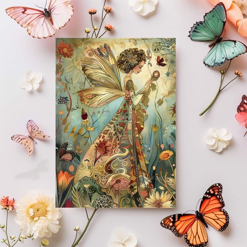 Mystical Fairy Bohemian Garden Greetings Card