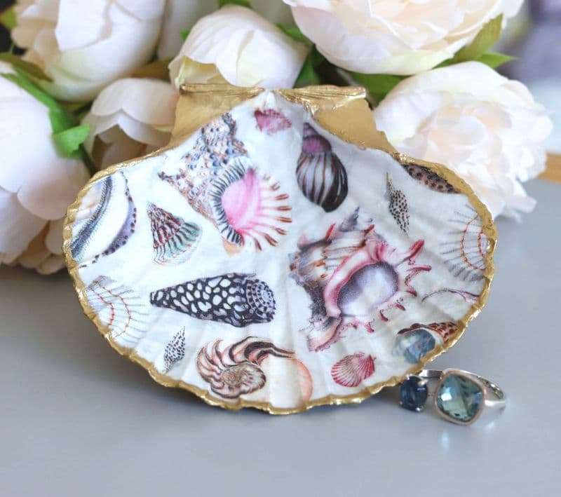 Natural Shell Jewellery Dish with Seashells Design
