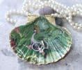 Natural Shell Jewellery Dish  with Tropical Bird Design