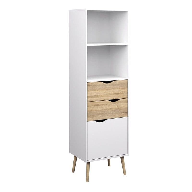 Oslo Bookcase in White and Oak