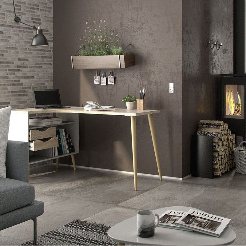Oslo Desk in Oak and White