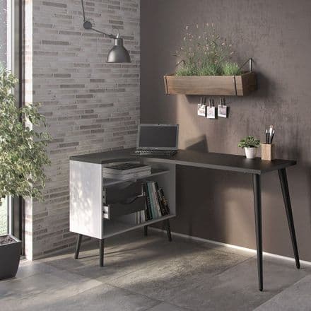 Oslo Desk in White and Matt Black