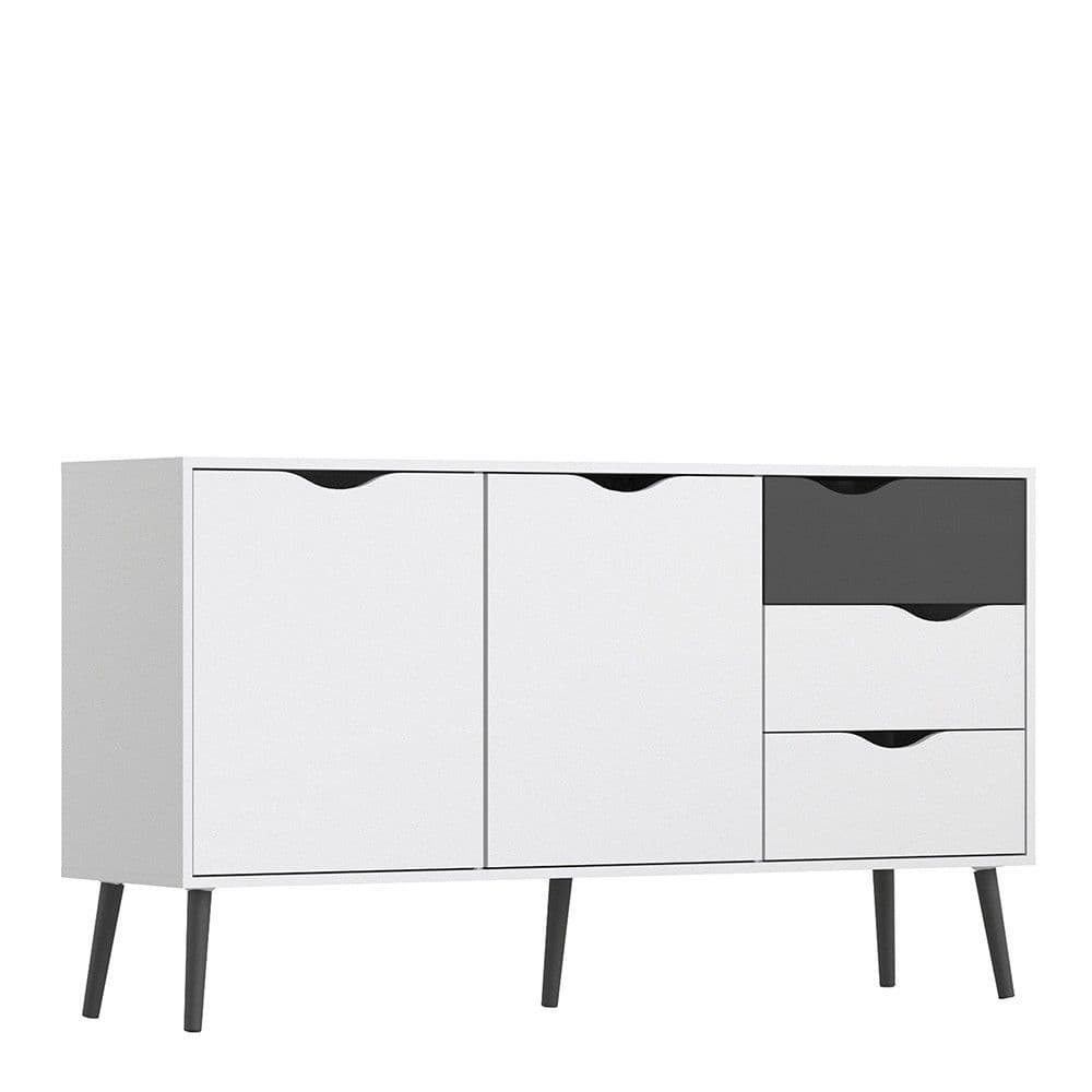 Oslo Large Sideboard in White and Matte Black
