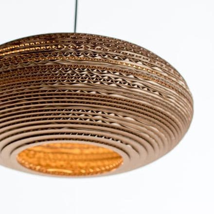 Oval lampshade made from recycled cardboard