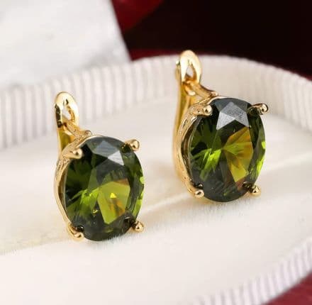 Peridot Green glass crystal Earrings