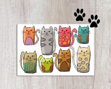 Pet Food Mat with Cartoon Cats