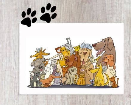 Pet Food Mat with Cats and Dogs