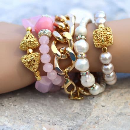 Pink and Gold Bracelet Set