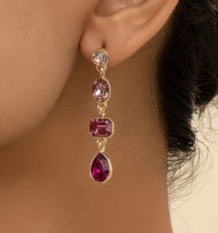 Pink Crystal Drop Earrings