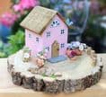 Pink Fairy Cottage Wooden Ornament