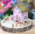 Pink Fairy Cottage Wooden Ornament