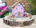 Pink Fairy Cottage Wooden Ornament