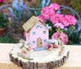 Pink Fairy Cottage Wooden Ornament