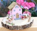 Pink Fairy Cottage Wooden Ornament