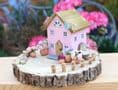 Pink Fairy Cottage Wooden Ornament