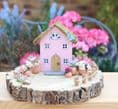 Pink Fairy Cottage Wooden Ornament