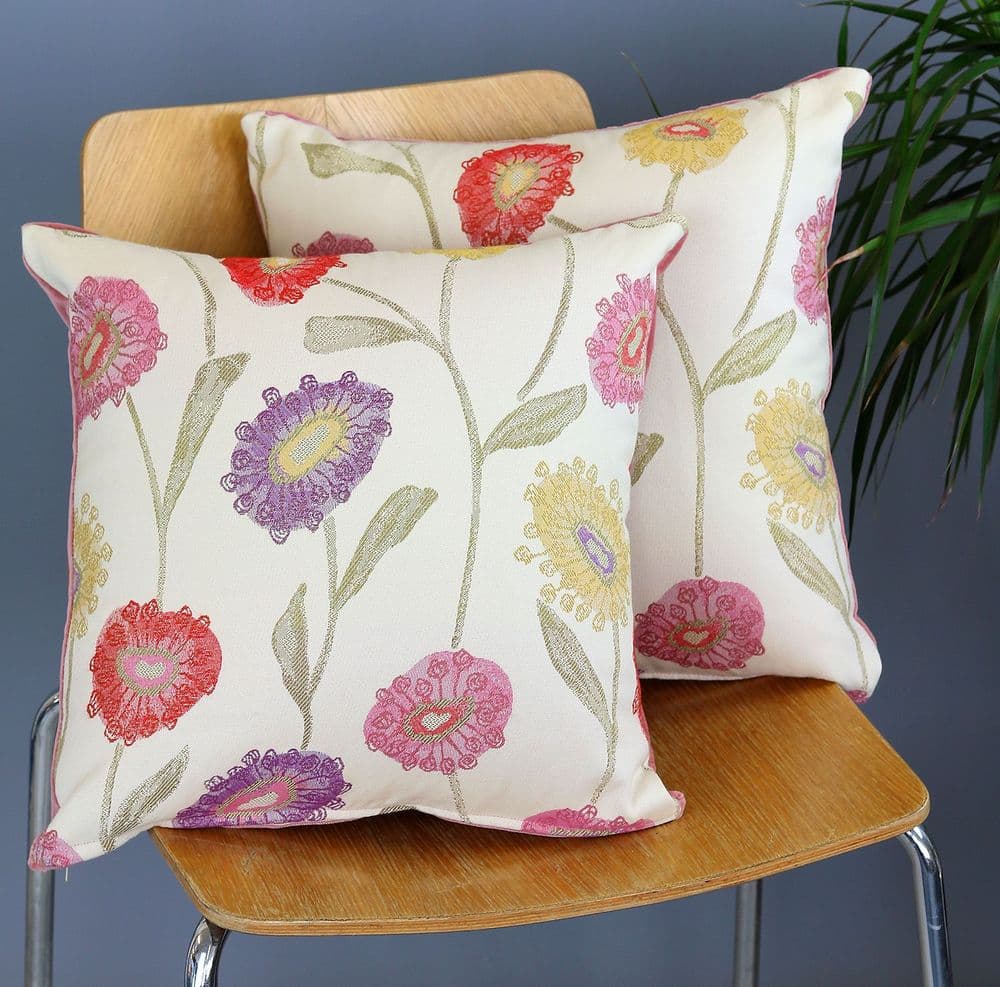 Pink Floral Cushion Cover 16 inch