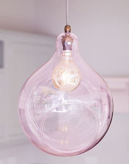 Pink Glass Globe Pendant Light