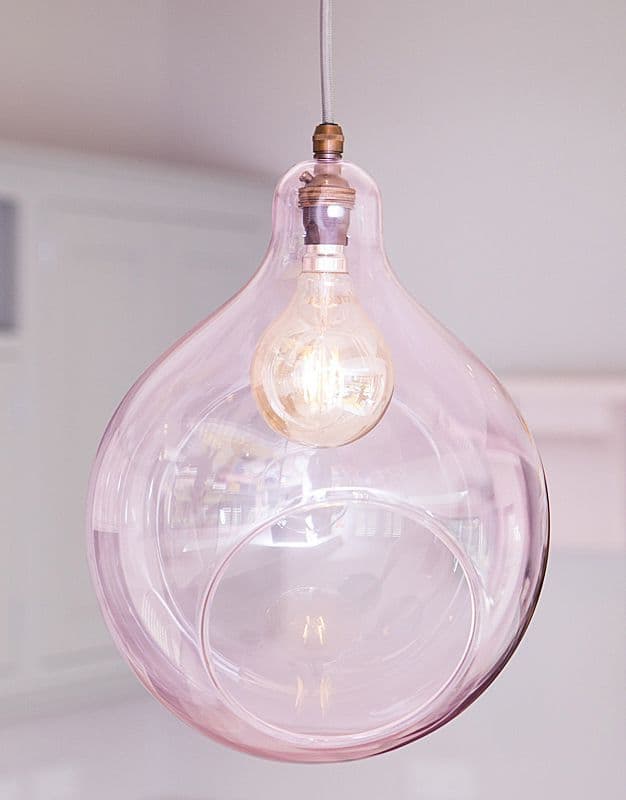 Pink Glass Globe Pendant Light