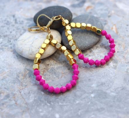 Pink & Gold Drop Earrings