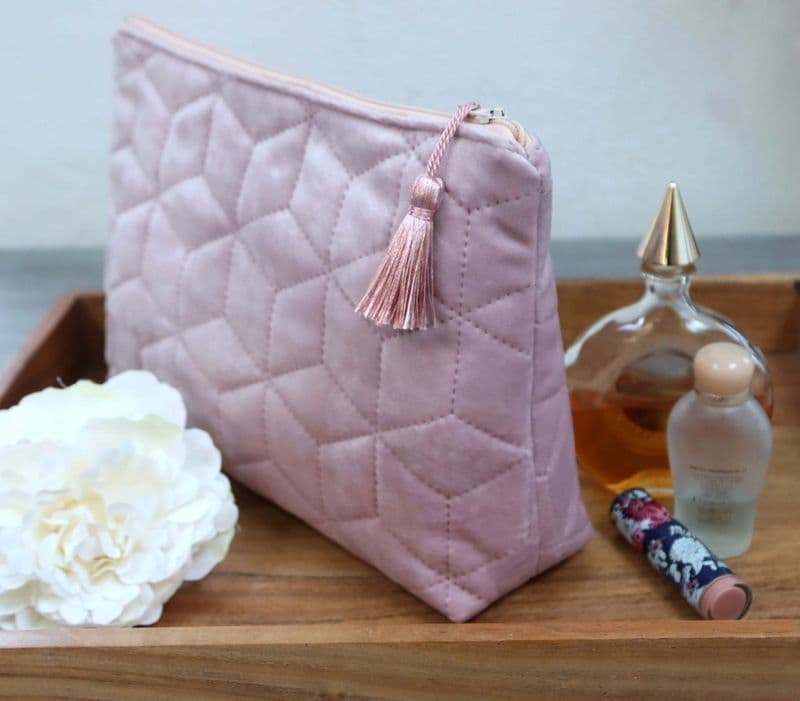 Pink Velvet Cosmetic Bag