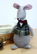 Plush Chubby Mouse with Tartan Waistcoat
