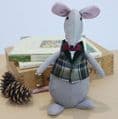 Plush Chubby Mouse with Tartan Waistcoat