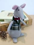 Plush Chubby Mouse with Tartan Waistcoat