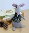 Plush Chubby Mouse with Tartan Waistcoat