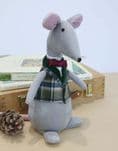 Plush Chubby Mouse with Tartan Waistcoat