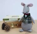 Plush Chubby Mouse with Tartan Waistcoat