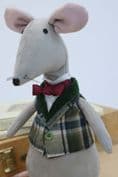 Plush Chubby Mouse with Tartan Waistcoat