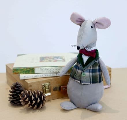 Plush Chubby Mouse with Tartan Waistcoat