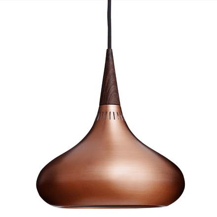 Polished Copper & Wood Pendant Lamp
