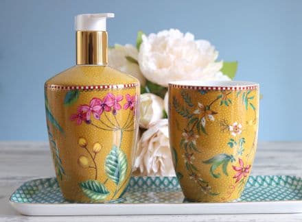 Porcelain Bathroom Set - Ochre Yellow Petites Fleurs Design