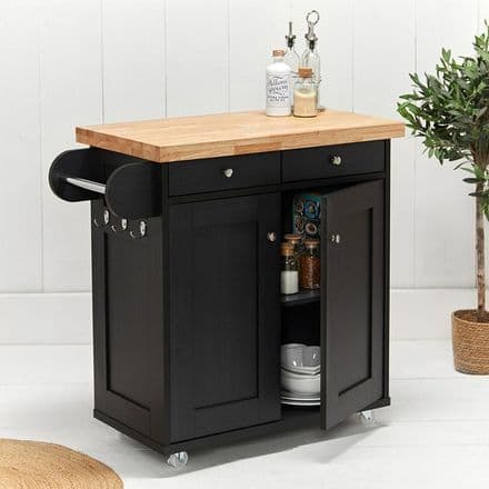 Portable Kitchen Island Unit in Black