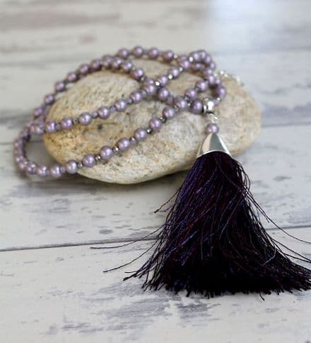 Purple and Lavender Pearl Tassel Necklace