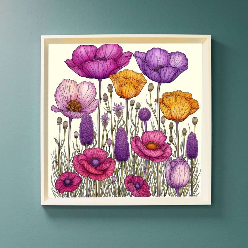 Radiant Blooms : Art Nouveau Inspired Print