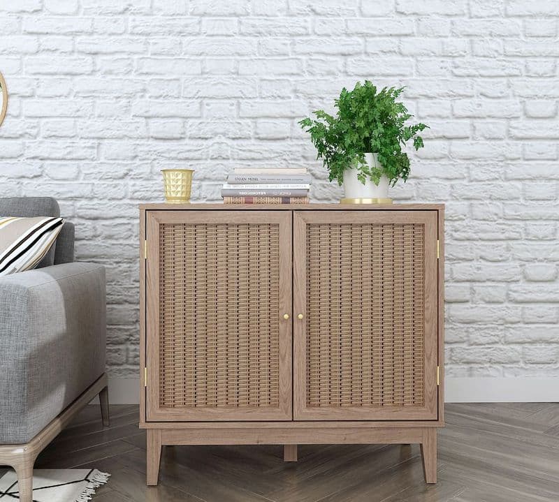Rattan 2 Door Sideboard in Oak