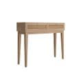Rattan and Oak Console Table