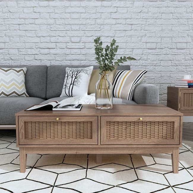 Rattan Coffee Table in Oak