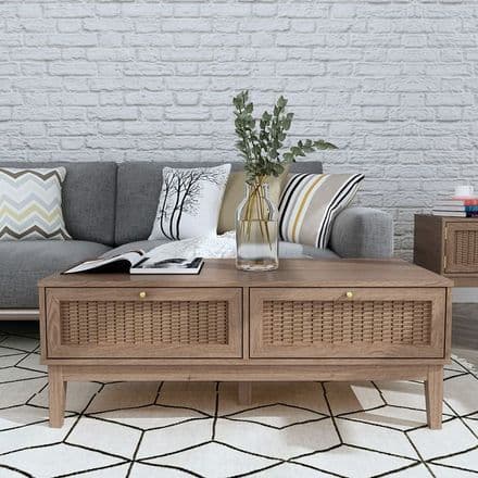 Rattan Coffee Table in Oak
